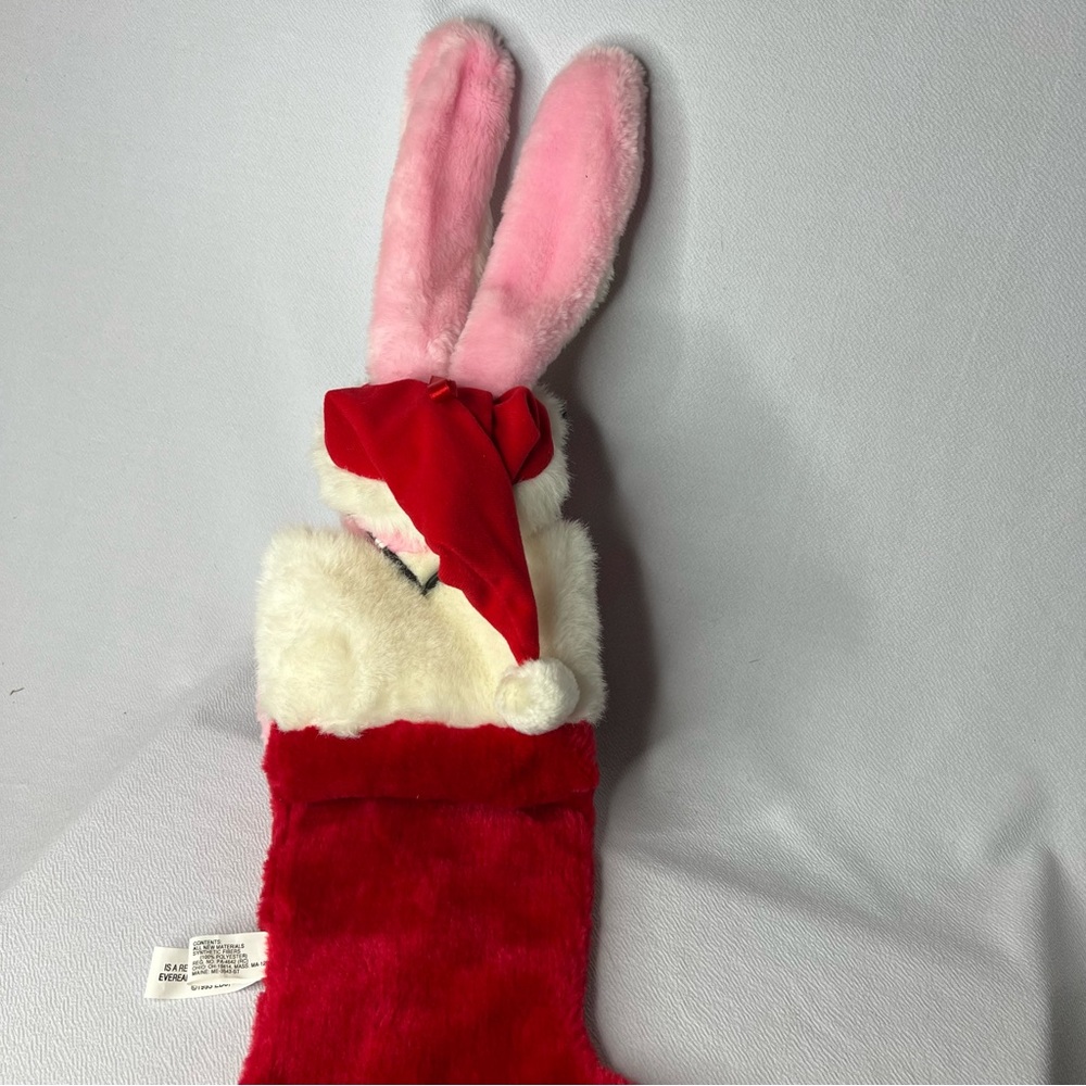 1993 Eveready Energizer Bunny Plush Christmas Stocking Red White Pink - Picture 10 of 10